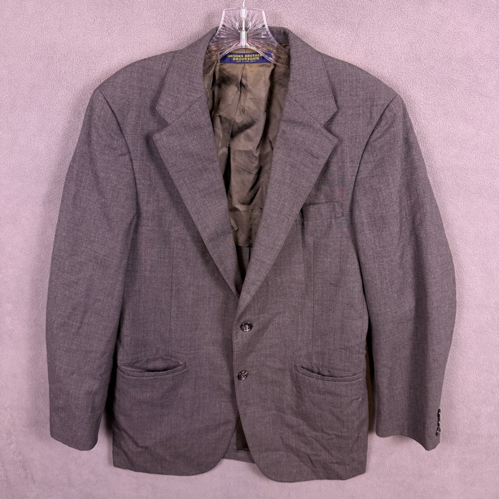 VTG Brooks Brothers Blazer Union Made in USA Brooksgate Mens 39? Gray Sport Coat